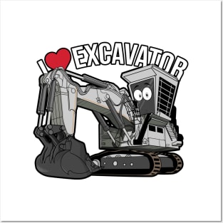 I LOVE EXCAVATOR KAWAII Posters and Art